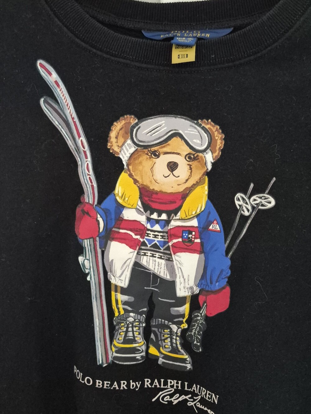 Polo Ralph Lauren Polo Bear Ski Black Cotton Logo Sweatshirt sweater Size 8/10 - Picture 3 of 5